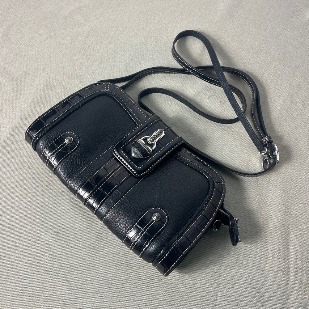 Brighton Black Leather Crossbody Bag